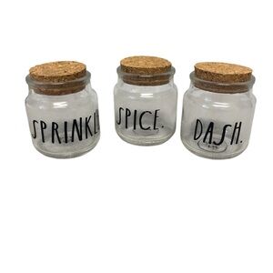 Rae Dunn Spice Set of Three Glass Jars with Cork Lids